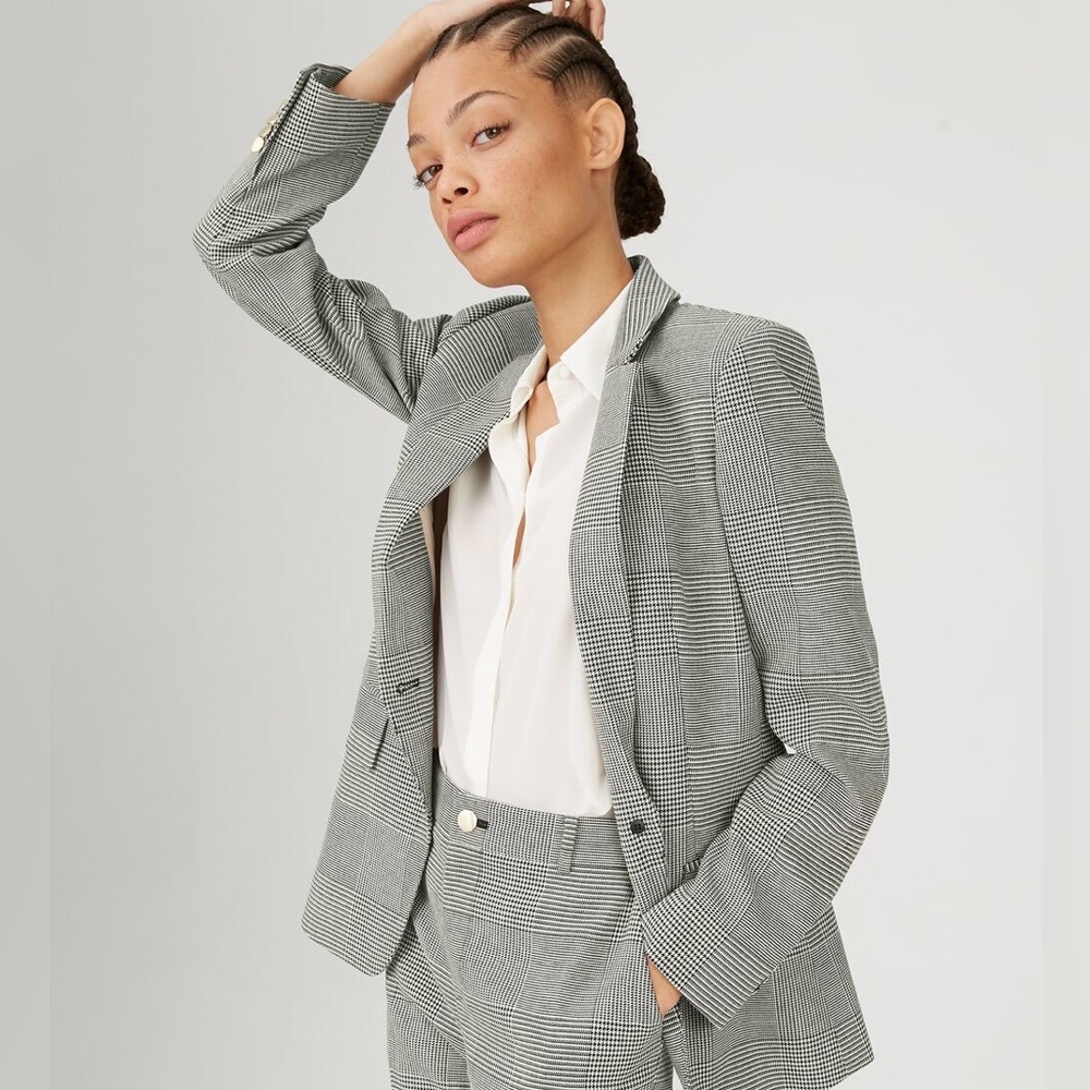 Women's Gray Plaid Blazer